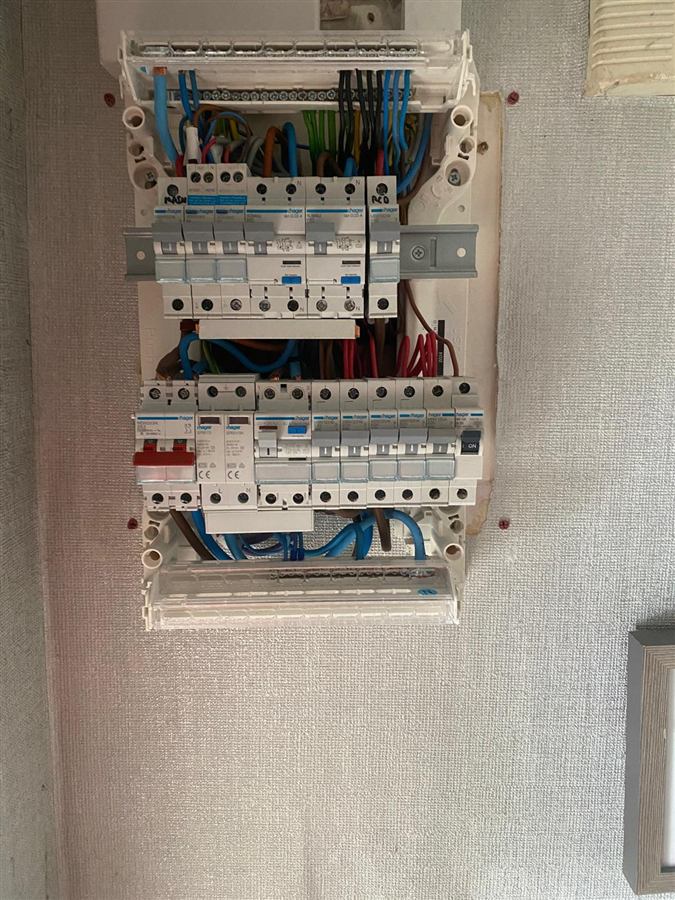 New fuse board with modern RCD protection, fitted by Bull Power Solutions